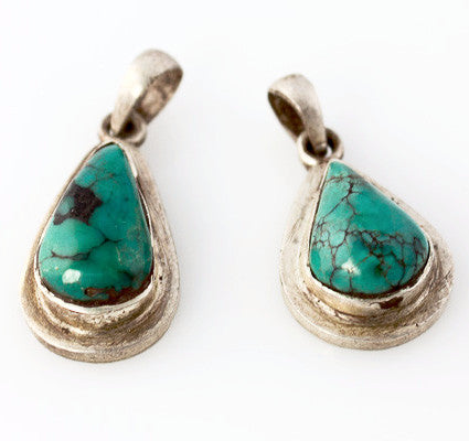 Thai Silver - Teardrop Turquoise Pendant - Perfectly Reasonable Tours - Craft de Ville