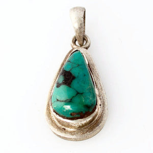 Thai Silver - Teardrop Turquoise Pendant - Perfectly Reasonable Tours - Craft de Ville