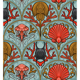 Preorder August - Rachel Hauer Mariana Scallops By The Seashore In Aqua Fabric