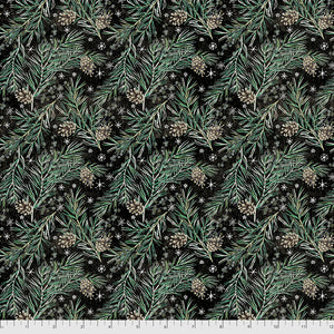 Tim Holtz - Christmastime Pine Boughs In Black Fabric