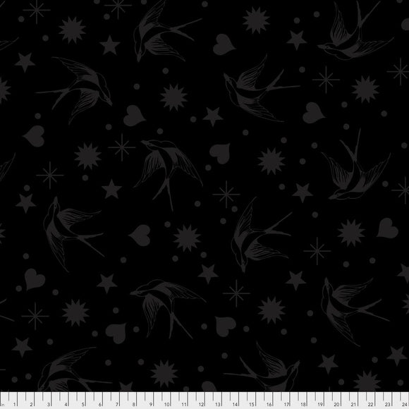 Tula Pink - Linework Fairy Flakes In Ink Fabric