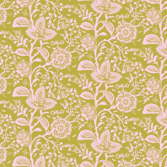 Preorder July - Tula Pink Parisville Déjà Vu French Lace In Hazelnut Fabric