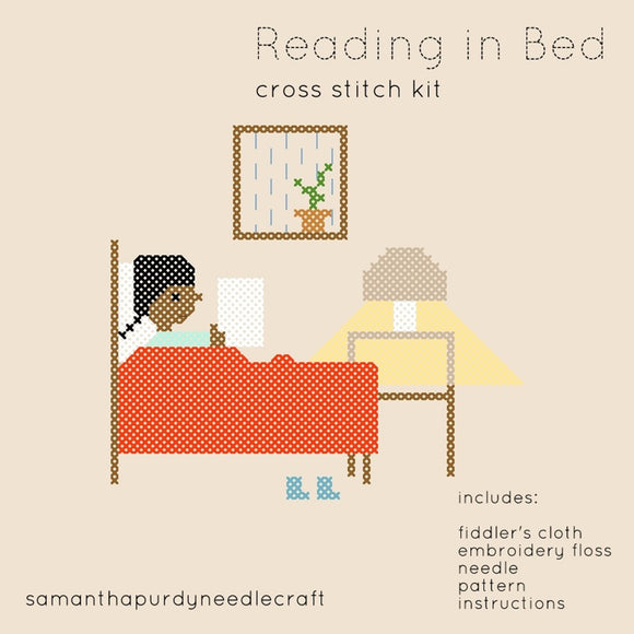 Reading in Bed - Cross Stitch Kit - Samantha Purdy Needlecraft - Craft de Ville