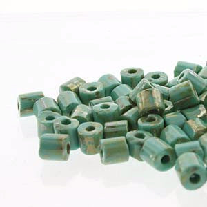 Seedbead Tubes - 5mm X 5mm - Green Turquoise with Picasso Finish - BeadSmith - Craft de Ville