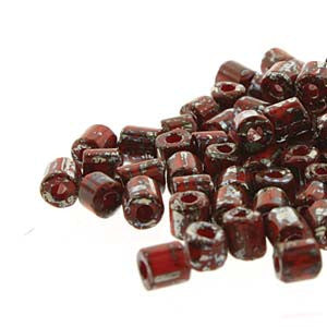 Seedbead Tubes - 5mm X 5mm - Red with Dark Travertine Finish - BeadSmith - Craft de Ville