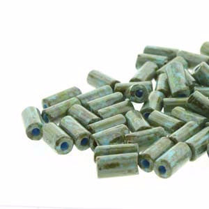 Seedbead Tubes - 8mm X 4mm - Light Blue with Dark Travertine Finish - BeadSmith - Craft de Ville