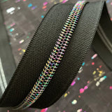 Black Zipper Tape With Iridescent Teeth - 3 Yards Zippers