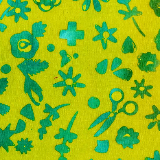 Alison Glass - Stitched Floral In Lichen Fabric