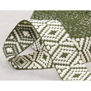 Woven Webbing - Olive & Ivory - 1.5" (38mm)