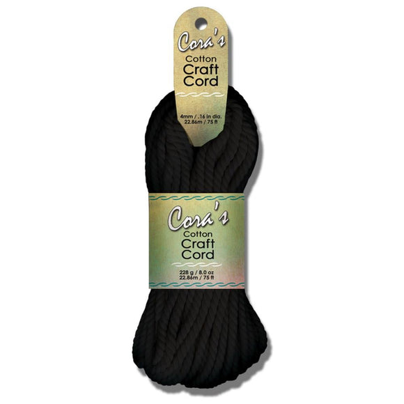 Cotton Cord - 4Mm 75 Feet Black