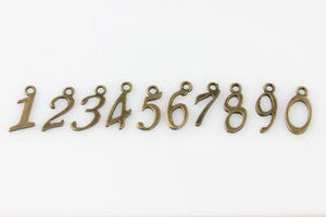 Script Number Charm - Antique Bronze - Craft De Ville - Craft de Ville