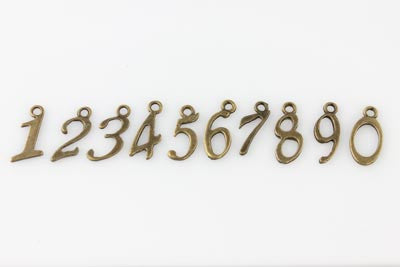 Script Number Charm - Antique Bronze - Craft De Ville - Craft de Ville