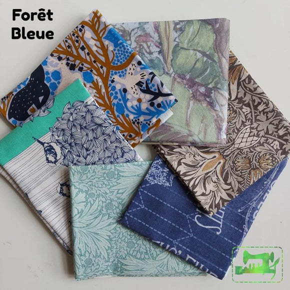 Curated 6 Fat Quarter Bundle - Forêt Bleue Fabric