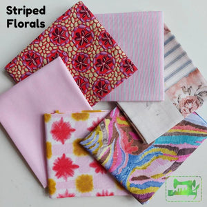 Curated 6 Fat Quarter Bundle - Striped Flowers Fabric