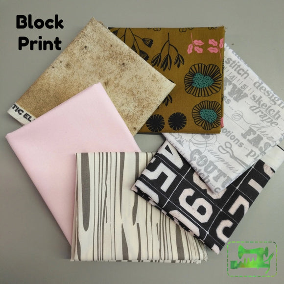 Curated Fat Quarter Bundles - Assorted 6 Block Print Fabric