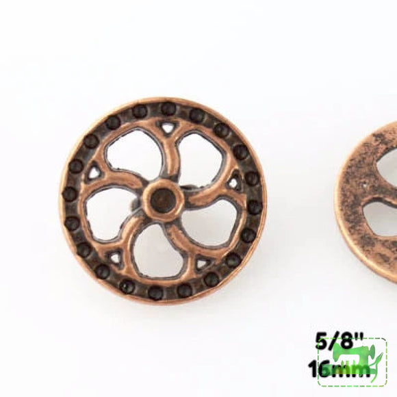 Flywheel Button - Antique Copper - 5/8