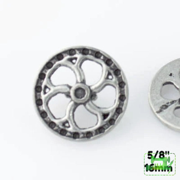 Flywheel Button - Antique Silver - 5/8