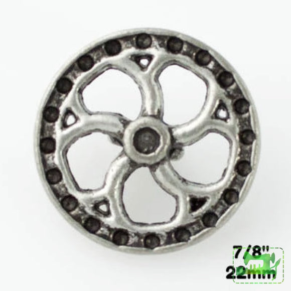 Flywheel Button - Antique Silver - 7/8