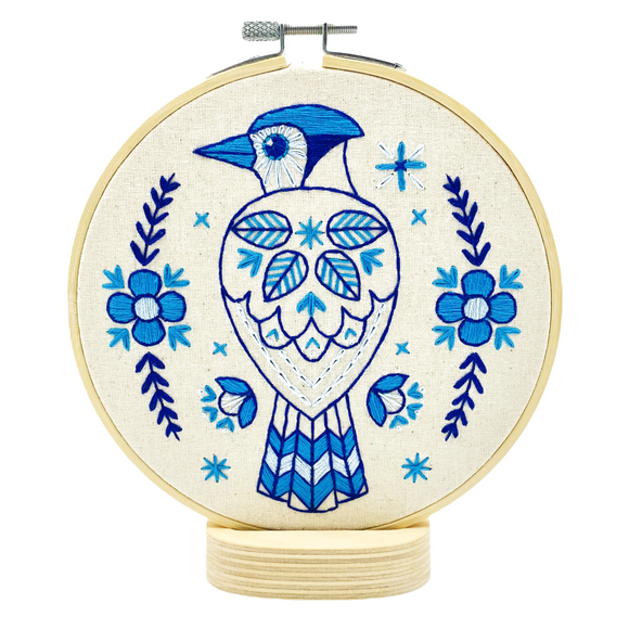 Hook Line & Tinker - Folk Blue Jay Complete Embroidery Kit Kits