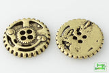 Gears Button - Antique Brass - 5/8" (16mm) - Craft De Ville - Craft de Ville