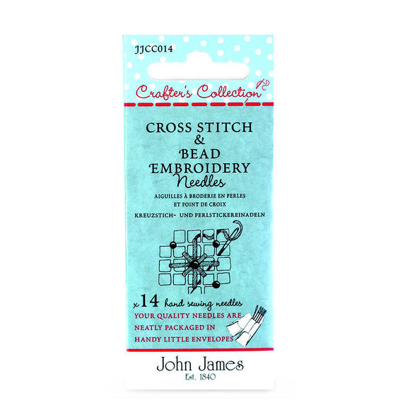 John James Crafters Collection - Cross Stitch & Bead Embroidery Assorted 14 Pack Needles