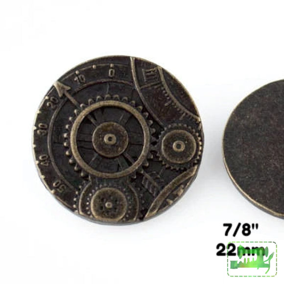 Mechanism Button - Antique Brass - 7/8