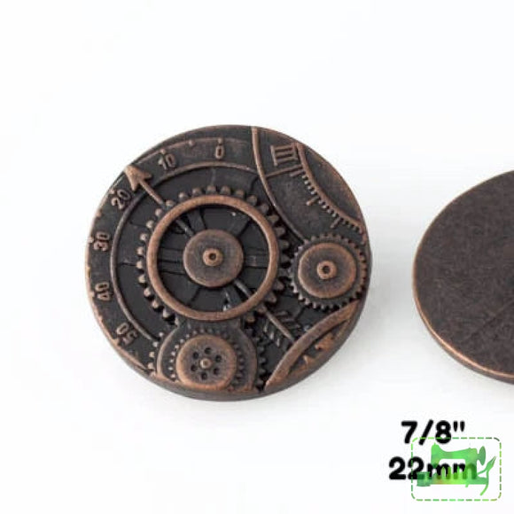 Mechanism Button - Antique Copper - 7/8