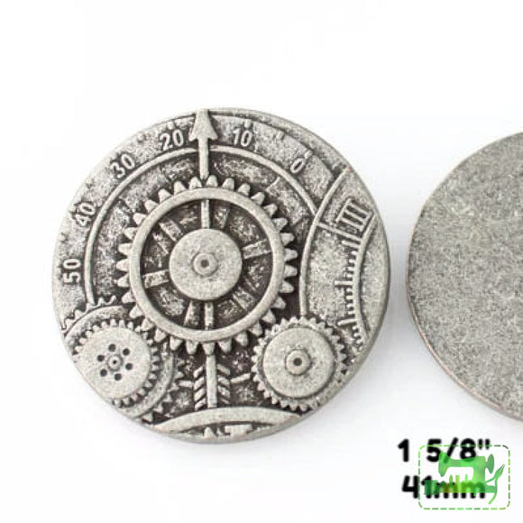 Mechanism Button - Antique Silver - 1 5/8