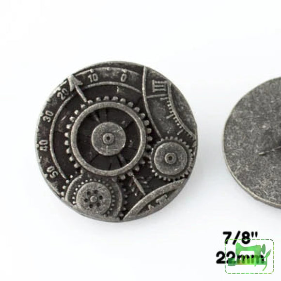 Mechanism Button - Antique Silver - 7/8