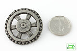 Open Wheel Button - Antique Silver - 1 5/8" (41mm) - Craft De Ville - Craft de Ville