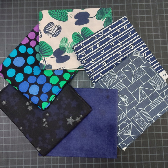 Lot de 6 Fat Quarters sélectionnés - Midnight Garden