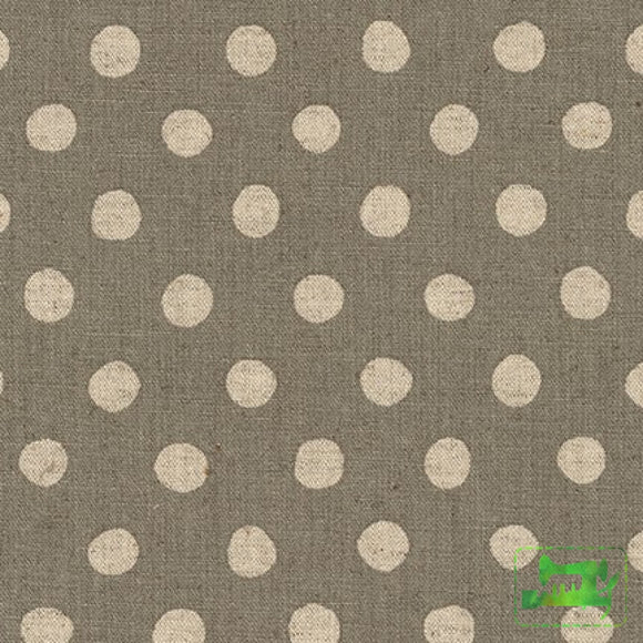 Sevenberry Canvas - Natural Dots Grey Fabric