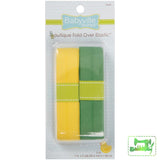Babyville Fold-Over Elastic - 1 X 4 Yards Solid Yellow & Green Fold Over