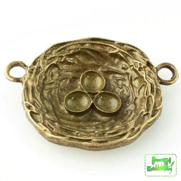 Bird's Nest Pendant or Connector - Antique Bronze - Craft De Ville - Craft de Ville