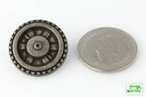 Closed Wheel Button - Antique Silver - 7/8" (22mm) - Craft De Ville - Craft de Ville