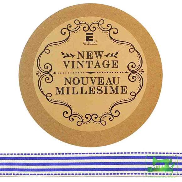 Cotton Stripes Ribbon - Blue - 15mm - Elan - Craft de Ville