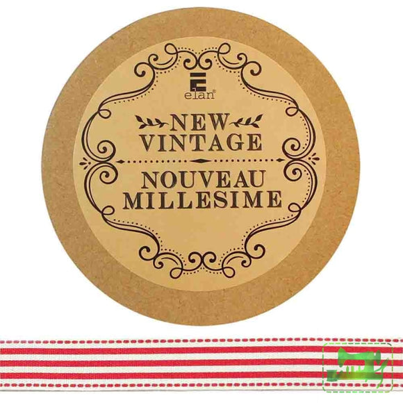 Cotton Stripes Ribbon - Red - 15mm - Elan - Craft de Ville