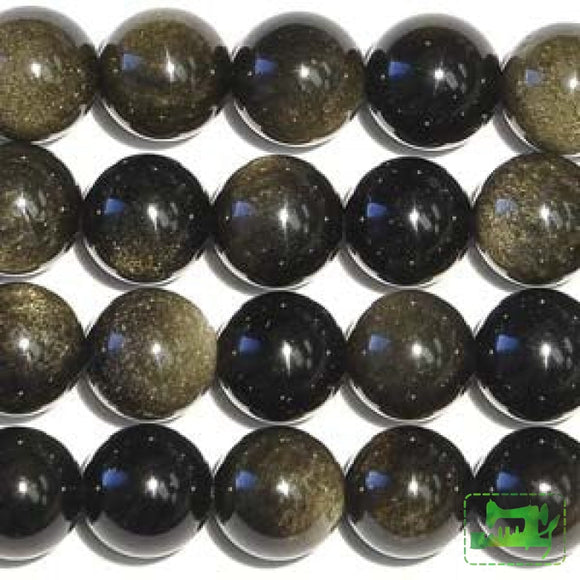 Golden Obsidian - 10mm Round - Pair - Dakota Stones - Craft de Ville