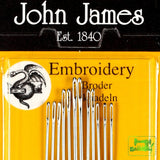 Hand Embroidery Needles - Size 8 - 16 pack - John James - Craft de Ville