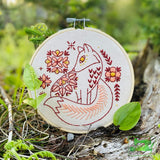 Hook Line & Tinker - Folk Fox In Colour Complete Embroidery Kit Kits
