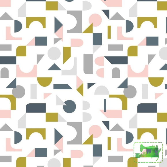 Lewis & Irene - Forme Scattered Geo On Cream Fabric