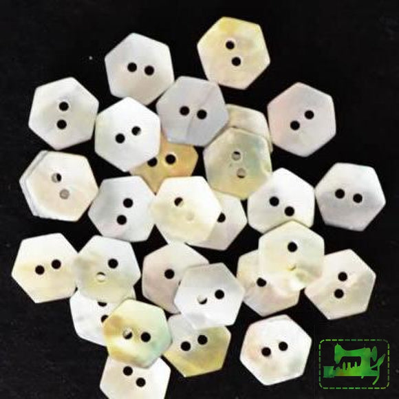 Mini Hexagon Mother of Pearl Button - 10 pack - Kelmscott Designs - Craft de Ville