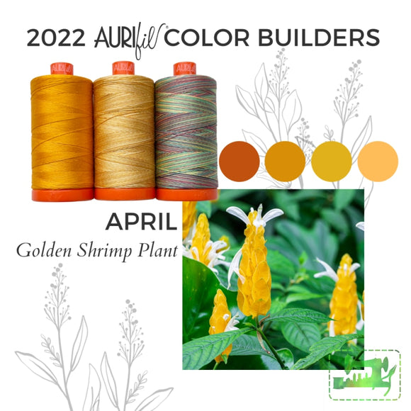 Preorder April - Aurifil 50Wt Color Builders Golden Shrimp Plant Cotton Thread