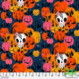 Preorder May - Cori Dantini Pretty Creepy Pumpkin Patch In Navy Fabric