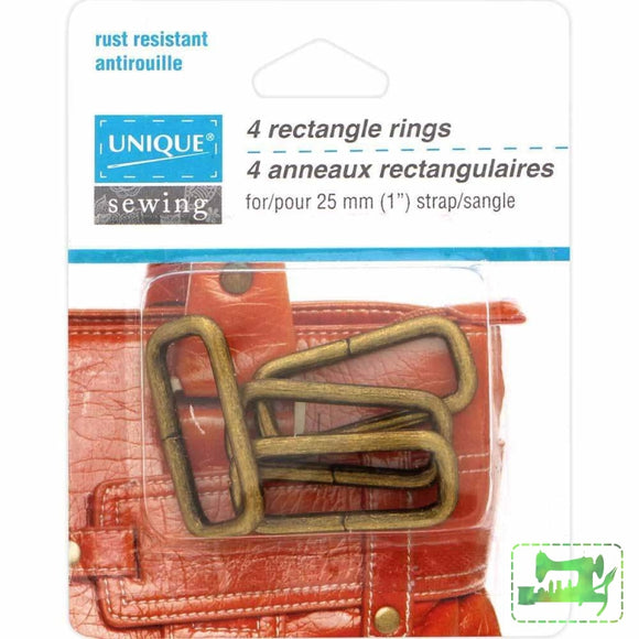 Rectangle Rings - 1 (25Mm) Antique Gold 4 Pack Craft Fasteners & Closures