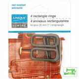 Rectangle Rings - 1 (25Mm) Silver 4 Pack Craft Fasteners & Closures