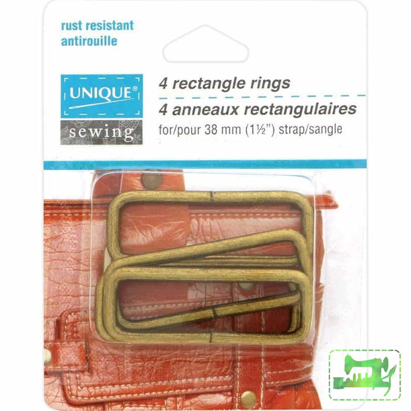 Rectangle Rings - 1.5 (38Mm) Antique Gold 4 Pack Craft Fasteners & Closures