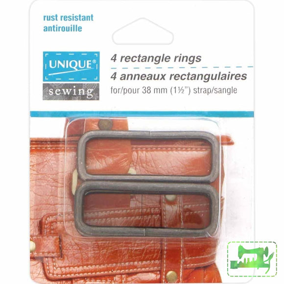 Rectangle Rings - 1.5 (38Mm) Gunmetal 4 Pack Notions