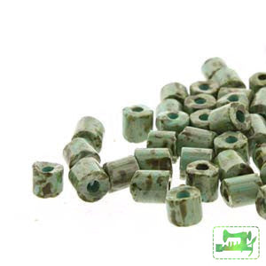 Seedbead Tubes - 5mm X 5mm - Green Turquoise with Dark Travertine Finish - BeadSmith - Craft de Ville