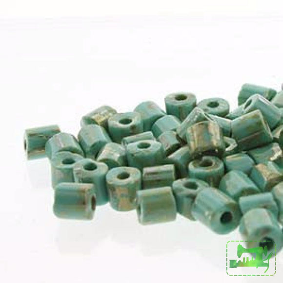Seedbead Tubes - 5mm X 5mm - Green Turquoise with Picasso Finish - BeadSmith - Craft de Ville